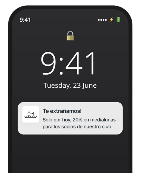 Notificación push de un club de beneficios en la pantalla bloqueada