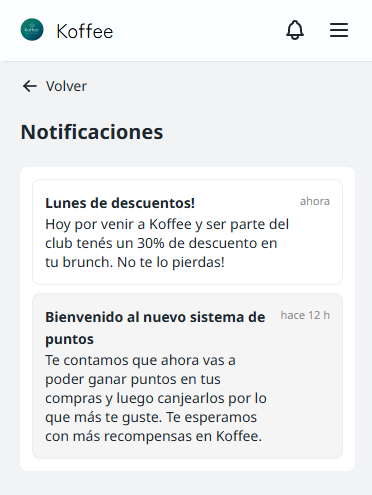Página de notificaciones en la app de Suscri